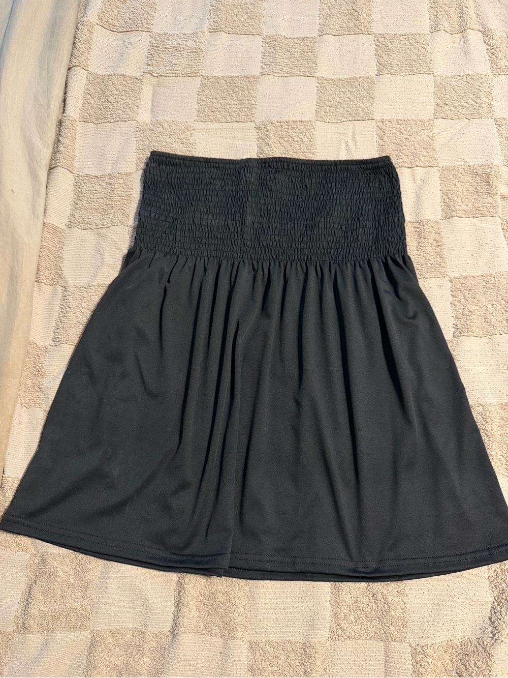 Black Smocked-Waist A-Line tube top - Womens